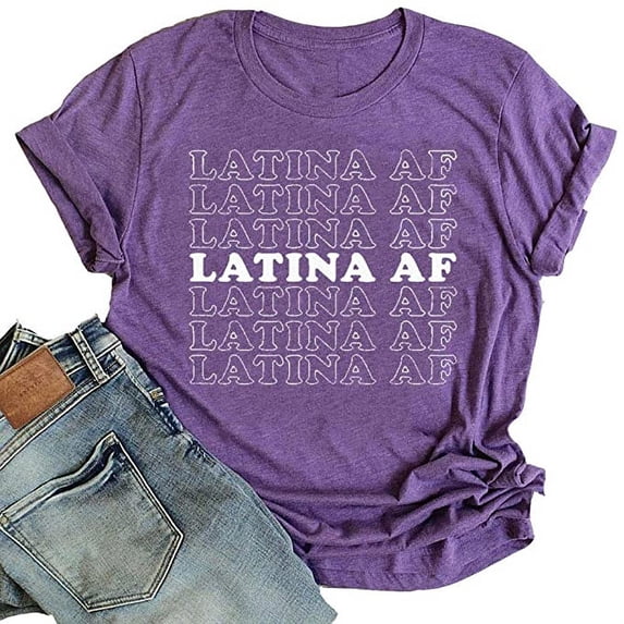 YourTops Women Latina AF T-Shirt (US XL, 1-Purple)