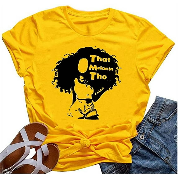 YourTops Women Melanin Graphic T-Shirt Afro Woman T-Shirt