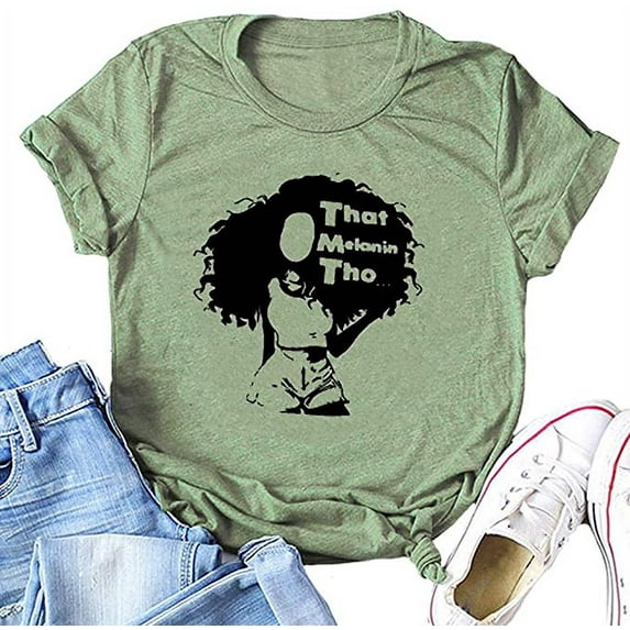 YourTops Women Melanin Graphic T-Shirt Afro Woman T-Shirt