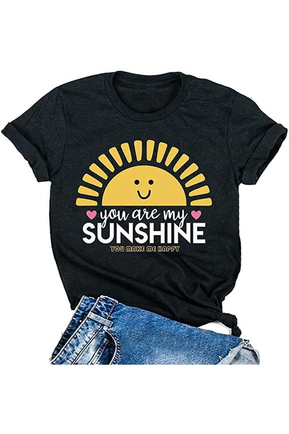 Women You are My Sunshine T-Shirt Sunshine Shirt (US L, 1-Black)