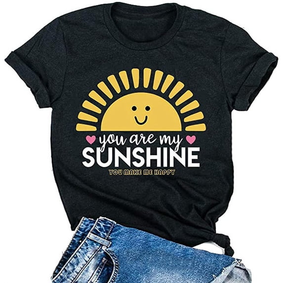YourTops Women You are My Sunshine T-Shirt Sunshine Shirt (US M, 1-Black)