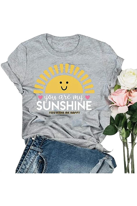 Women You are My Sunshine T-Shirt Sunshine Shirt (US XL, 2-Grey)