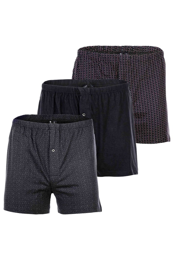 Men Boxer Shorts Cotton Black Xl