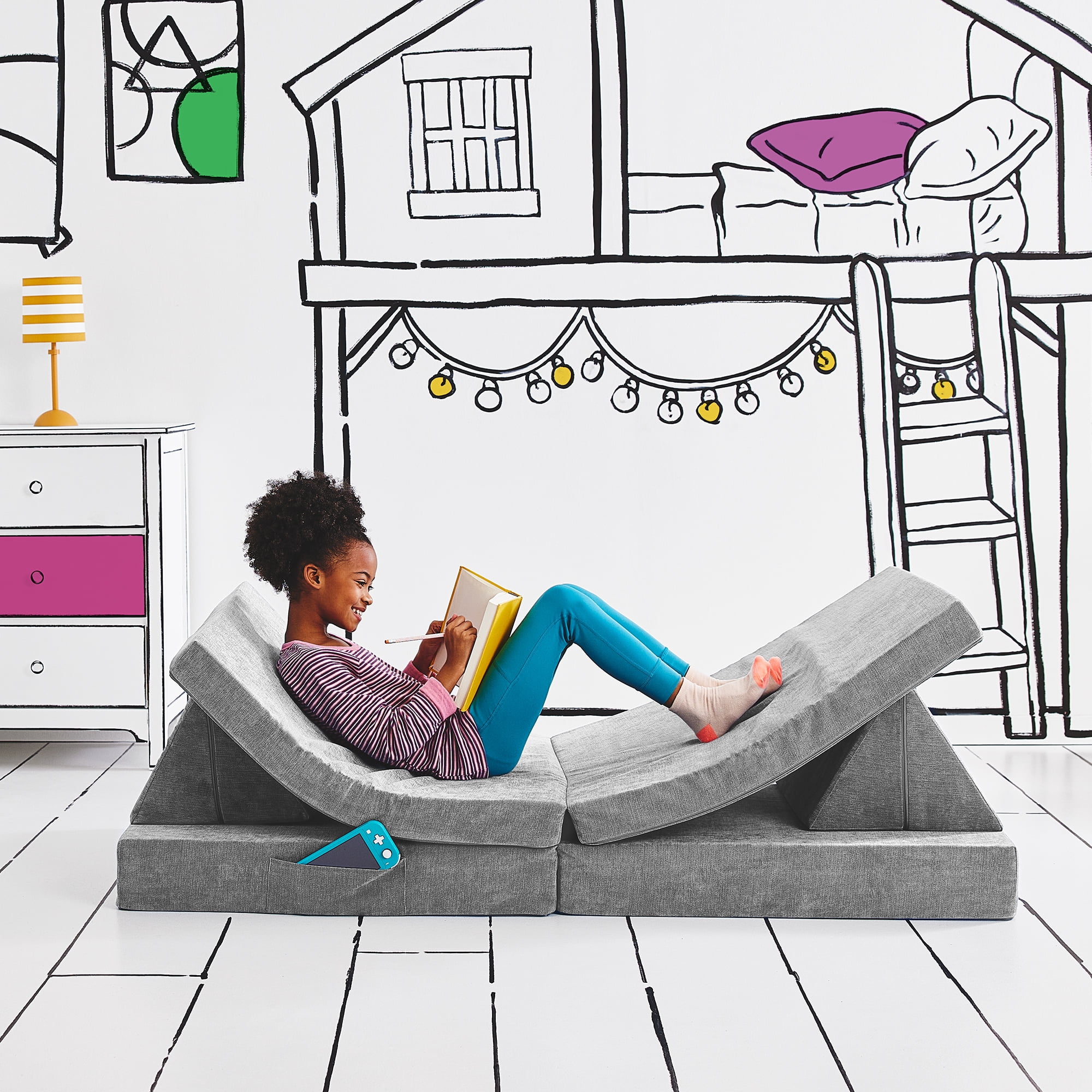 Yourigami Folding Convertible Kids and Toddler Play Couch 4