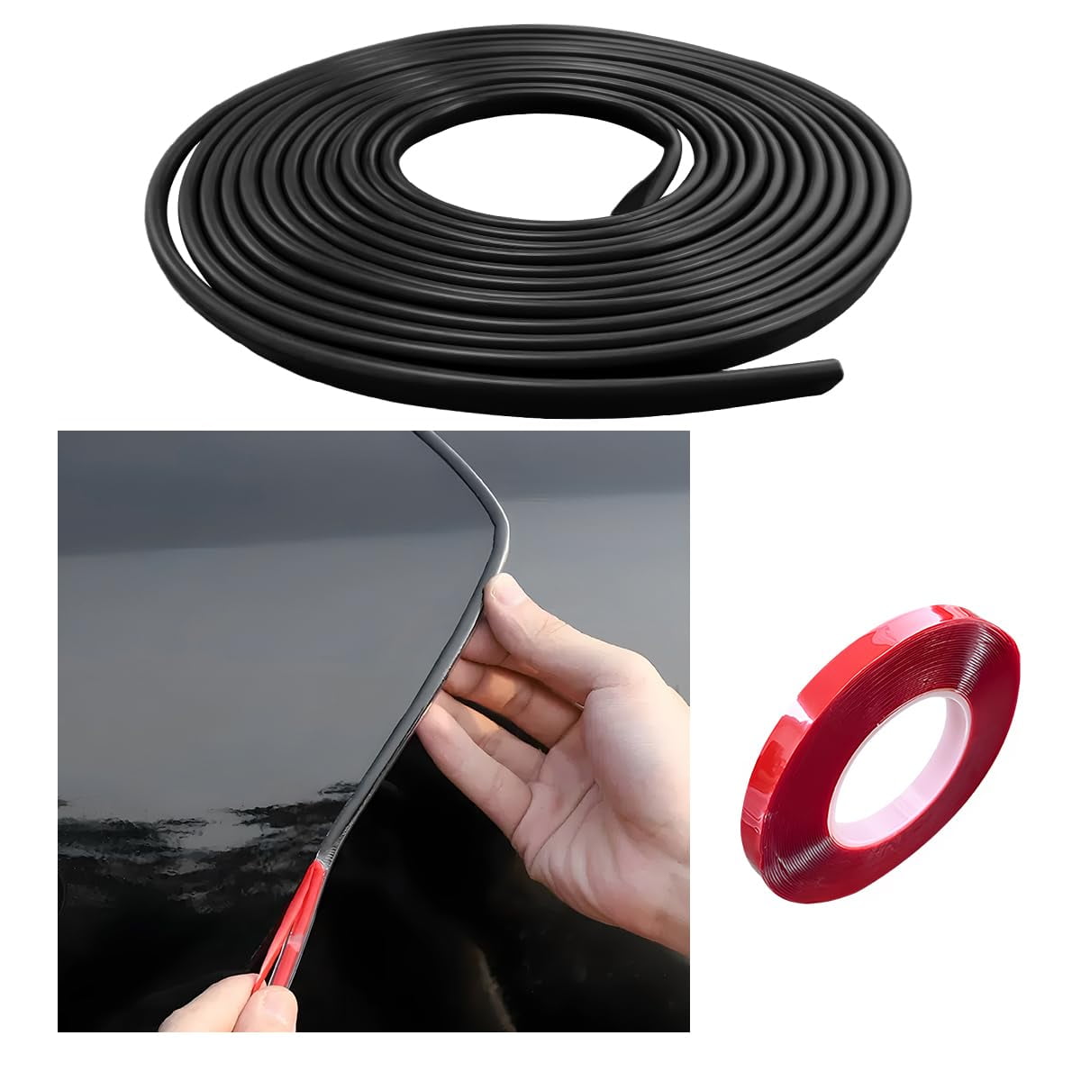 U-Shape Car Door Edge Guards - Anti-Collision Strips With Built-in Metal Sheet, 5 Meters (Black/White/Red/Gray/Blue)