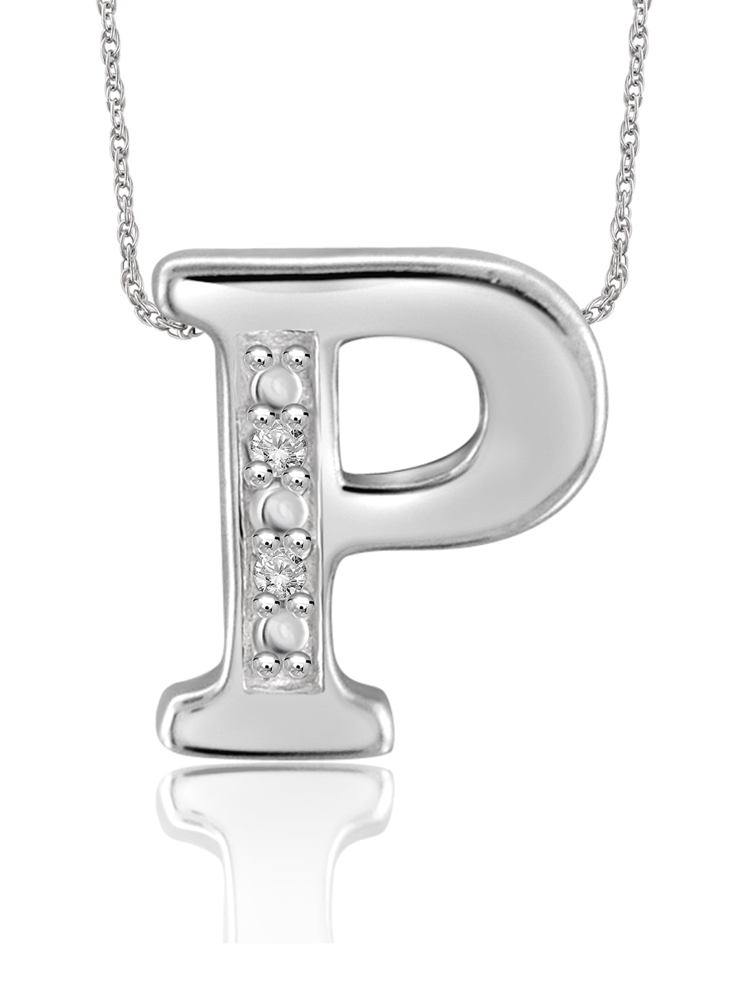 Yours Truly Diamond Accent Sterling Silver Initial Necklace