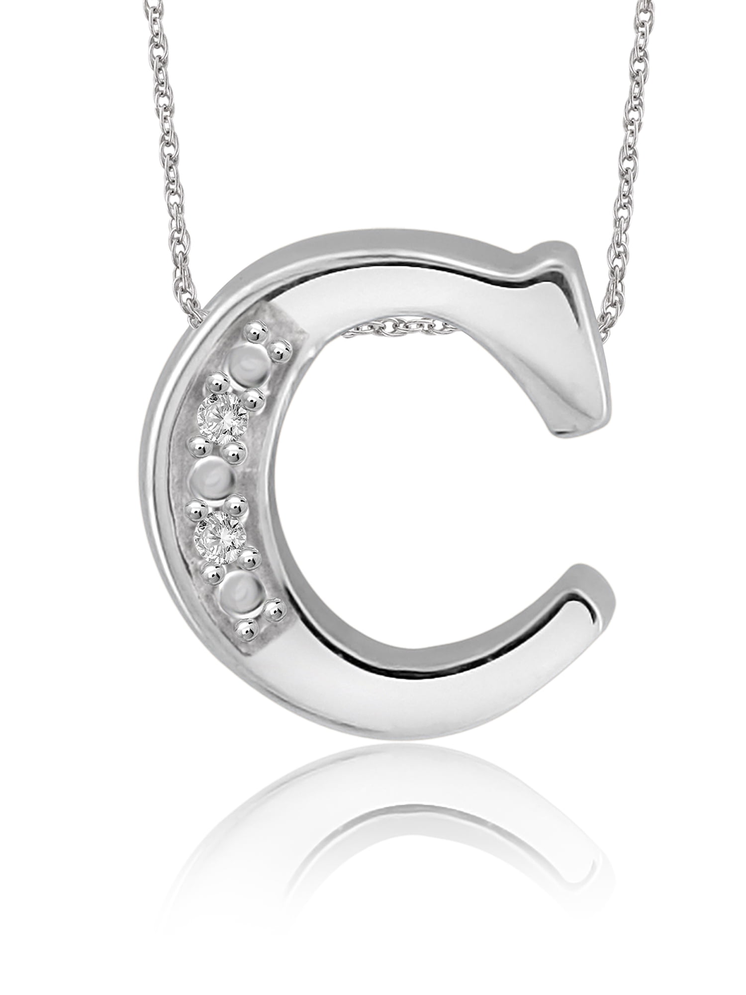 Yours Truly Diamond Accent Sterling Silver Initial Necklace