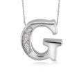 thumbnail image 1 of Yours Truly Diamond Accent Sterling Silver Initial Necklace, 1 of 4