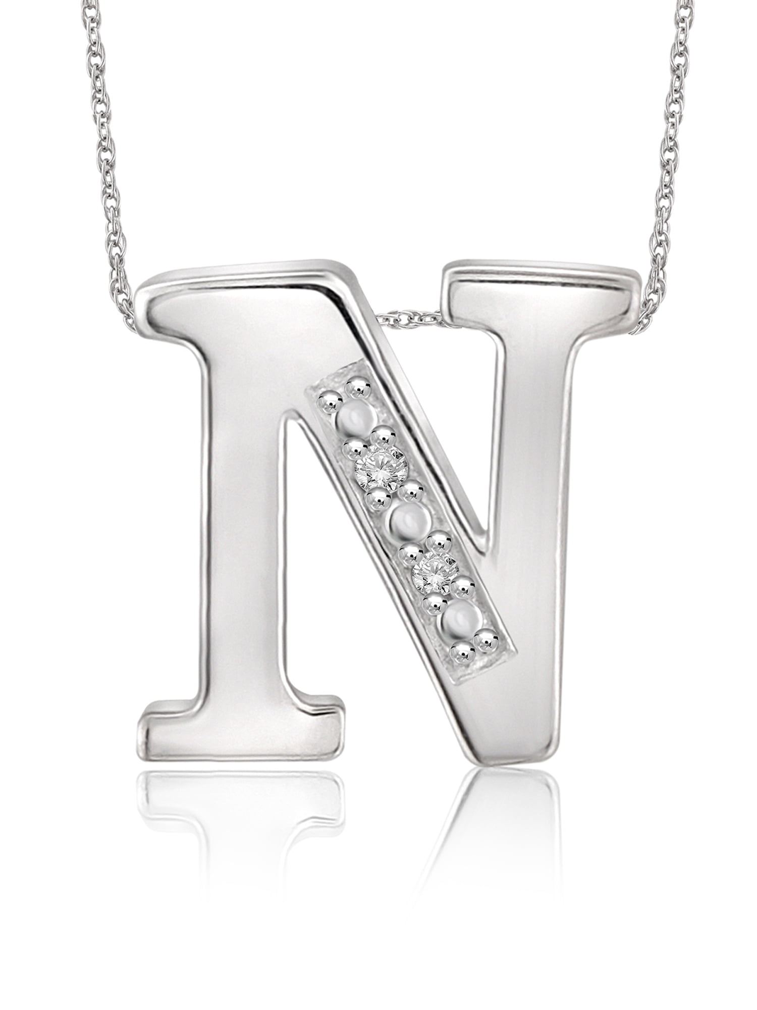 Yours Truly Diamond Accent Sterling Silver Initial Necklace