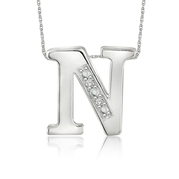Yours Truly Diamond Accent Sterling Silver Initial Necklace