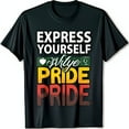 thumbnail image 1 of Yourself Black T-Shirt with Colorful 'White Pride' Design & Heart, 1 of 5