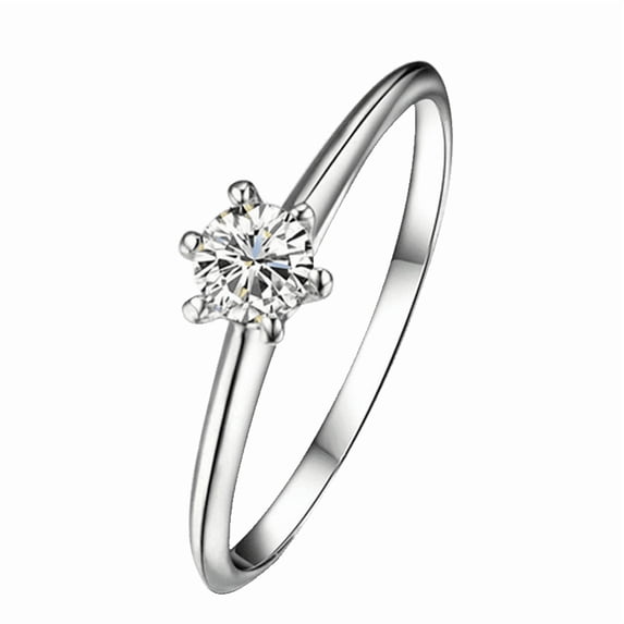 Yoursfs Classic CZ Solitaire Ring for Women Silver Plated 0.5ct Radiant Cut Cubic Zirconia Promise Rings Engagement Wedding Band (Size 9)