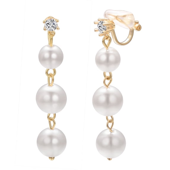 Yoursfs 3 Pearl Dangle Long Earrings for Women Gold Plated Faux Pearl Drop Earrings Fashion Jewelry for Wedding Earrings