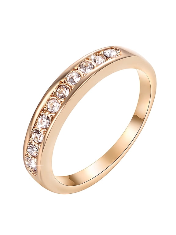 3mm Gold Stackable Rings for Women Non Tarnish 18K Rose Gold Plated Band CZ Rings (Size 9) Fashion Jewelry for Wife Daughter Girlfriend