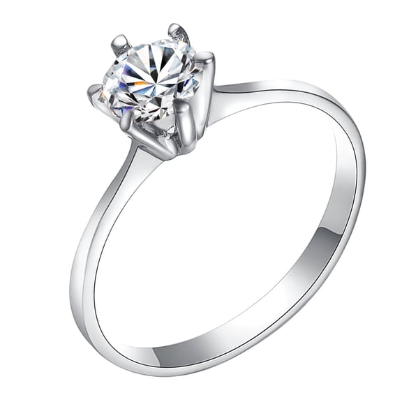 Yoursfs CZ Engagement Ring for Women Platinum Plated Classic Prong Setting Princess Cut Cubic Zironia Wedding Band Rings Trendy Jewelry (Size 8 )