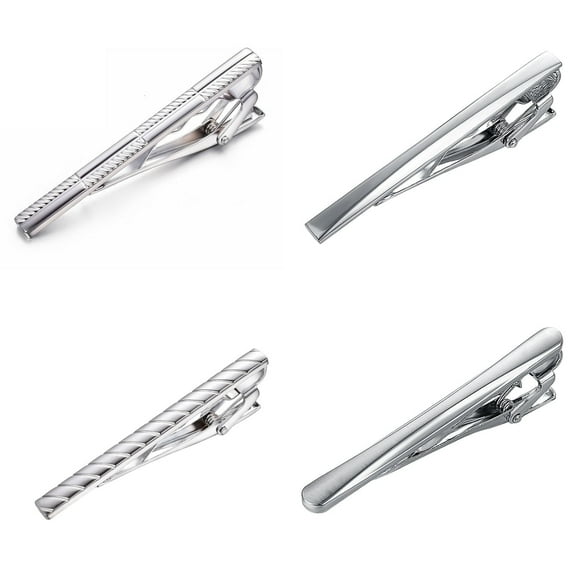 Yoursfs 4-Piece Tie Clip Set for Men's Gold Plated Silver Tie Bar Clip Father's Day Jewelry Gifts