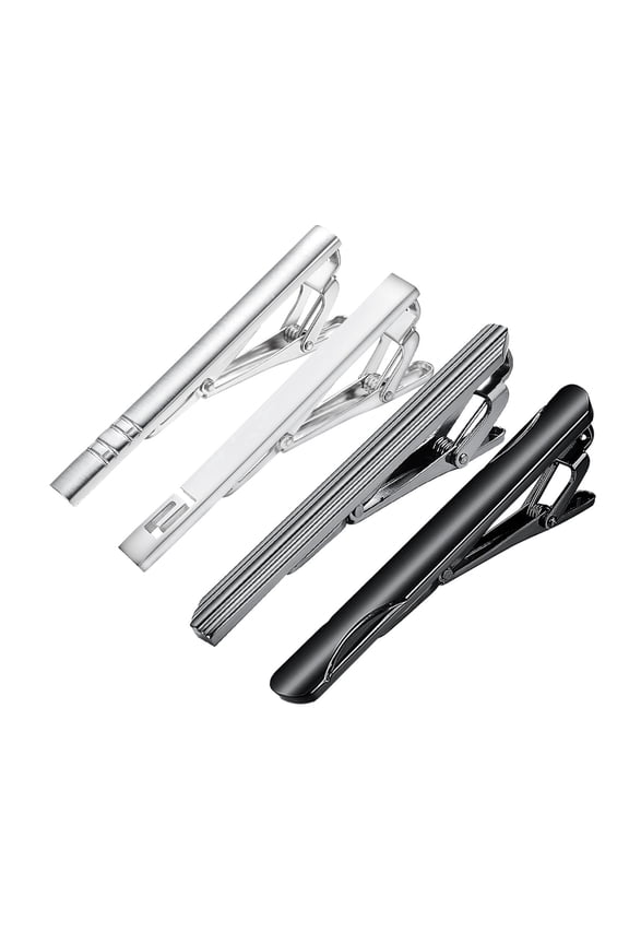4Pcs Tie Clips for Men Tie Bar Clip Set for Regular Ties Necktie Wedding Business Tie Pin Clips Mens Accessories