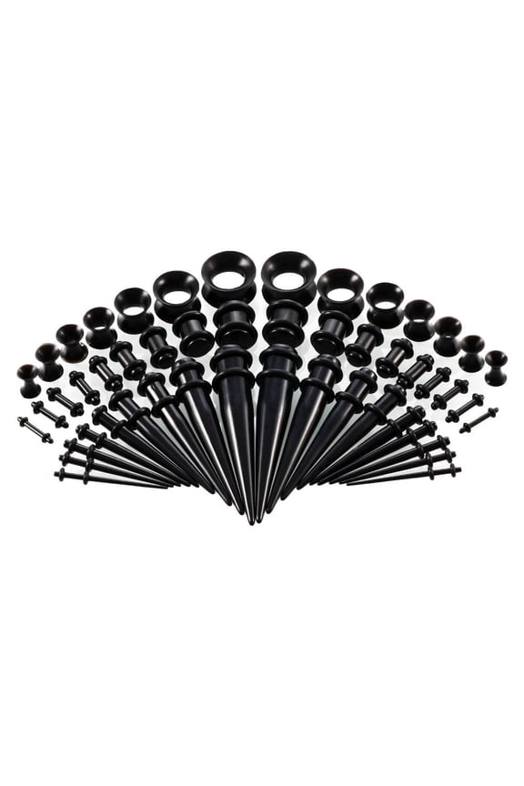 50-Piece Ear Gauge Stretch Kit Acrylic Tapers and Plugs Silicone Tunnels Ear Gauges Body Piercing Jewelry