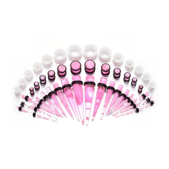 Yoursfs 50 Pieces Ear Stretching Kit 14G-00G Acrylic Tapers and Plugs Silicone Tunnels Ear Gauges Expander Set Body Piercing Jewelry