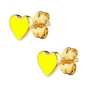 Yoursfs 6mm Yellow Heart Stud Earrings for Women Girls 18K Gold Plated Simple Cute Exquisite Hypoallergenic Earrings