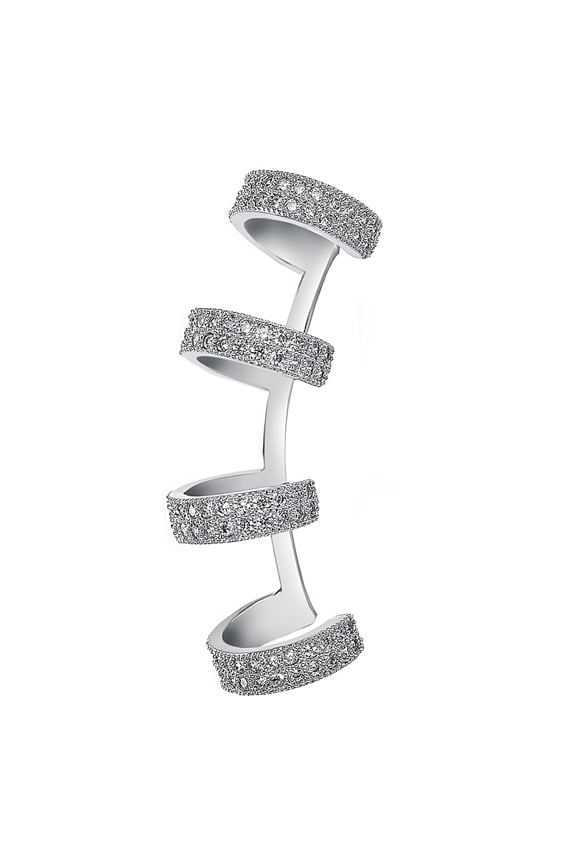 Adjustable Silver Cuff Earrings For Women Ear Cuffs Crystal Cz Hypoallergenic Clip on Non Pierced Earrings Trendy Jewelry