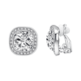 thumbnail image 1 of Yoursfs Big Rhinestone Clip on Earrings for Women Wedding Square Princess Cut Cubic Zirconia Earrings Clips White Gold Plated Non Pierced Ears Jewelry, 1 of 6