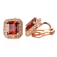 thumbnail image 1 of Yoursfs Big Birthstone Ruby Clip on Earrings for Women Wedding Bride Square CZ Halo Clip Earrings Non Pierced Ears Fashion Jewelry Gifts, 1 of 8