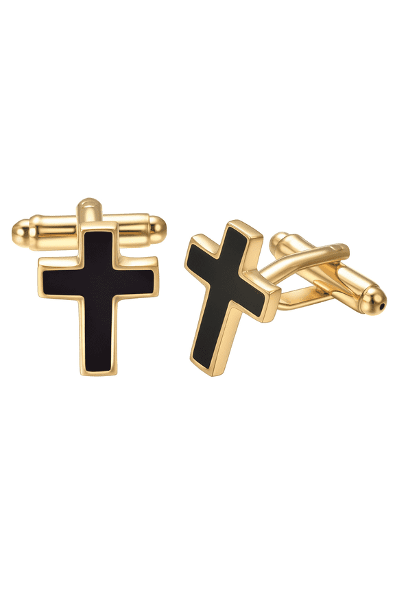 Black Cross Cufflinks for Men Personalized Glod Cuff links Fashion Jewelry Accessory Gift