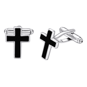 Yoursfs Black Cross Cufflinks for Men Personalized Silver Cuff links Fashion Jewelry Accessory Gift