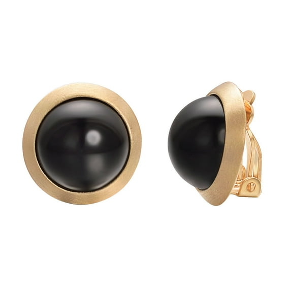 Yoursfs Black Pearl Earrings Clip on Earrings for Women with Non Pierced Earrings Gold Plated