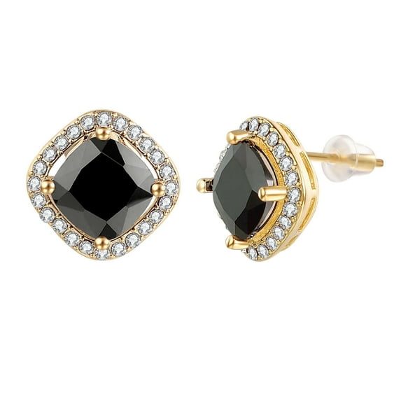 Yoursfs Black Square Cubic Zirconia Stud Earrings For Women Gold Plated Fashion CZ Earrings Wedding Jewelry