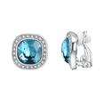 thumbnail image 1 of Yoursfs Blue Birthstone Clip on Earrings for Women Princess Cut Big Rhinestone CZ Halo Earrings Platinum Plated Clips Wedding Prom Jewelry Gift, 1 of 6