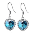 thumbnail image 1 of Yoursfs Womens Dangle Earrings White Gold Plated Fish Hook Dangling Blue Birthstone CZ Halo Love Heart Earrings Jewelry Gift Clearance, 1 of 6