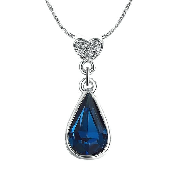 Yoursfs Blue Cubic Zirconia Pendant Necklace for Women CZ Necklace Vintage Jewellery Gifts