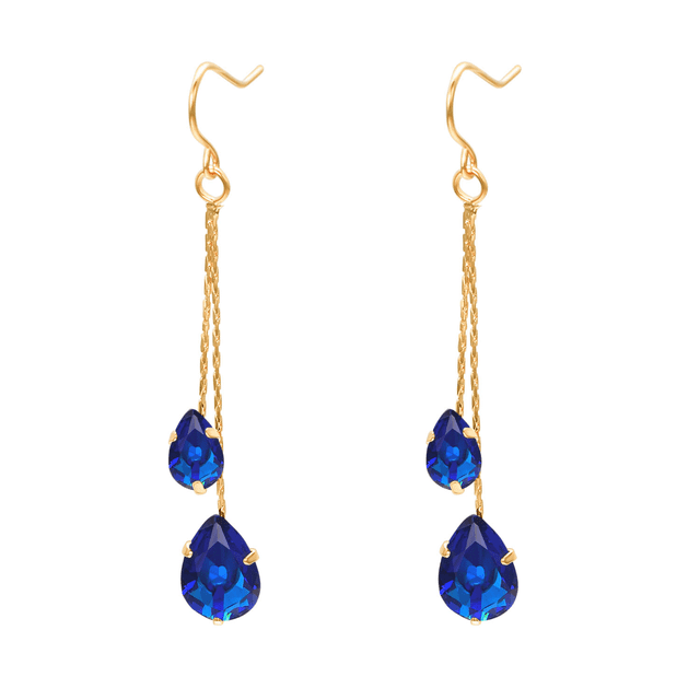 Yoursfs Blue Cubic Zirconia Waterdrop Tassel Dangle Earrings for Women ...