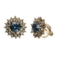thumbnail image 1 of Yoursfs Vintage Earrings for Women Blue Zircon Clip on Earring Floral Round Halo Gold Plated Non Piercing Earrings  Prom Jewelry, 1 of 4