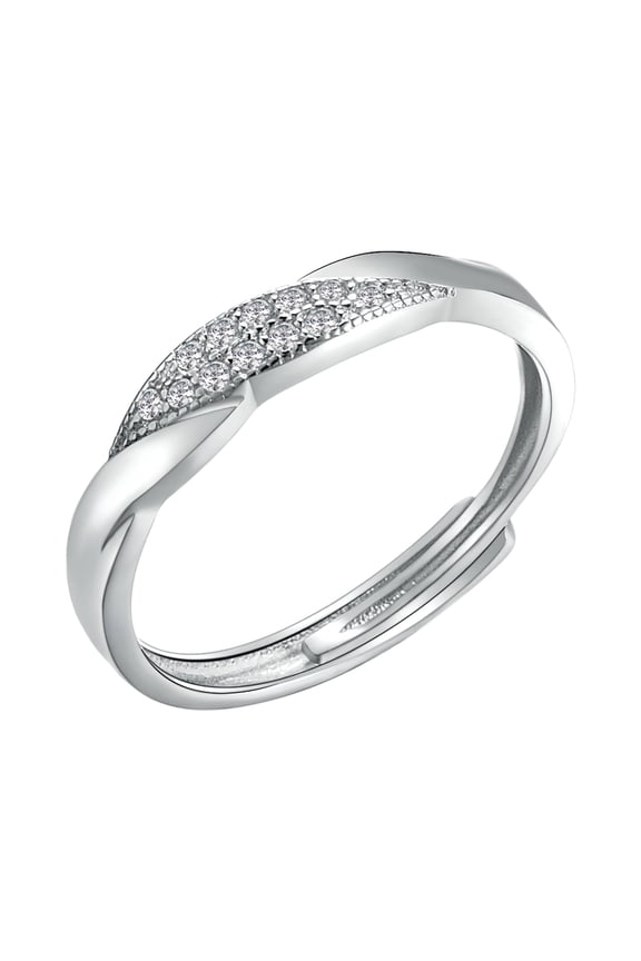 CZ Eternity Twisted Rings 925 Sterling Silver Ring For Women Adjustable Stackable Engagement Anniversary Wedding Band Jewelry