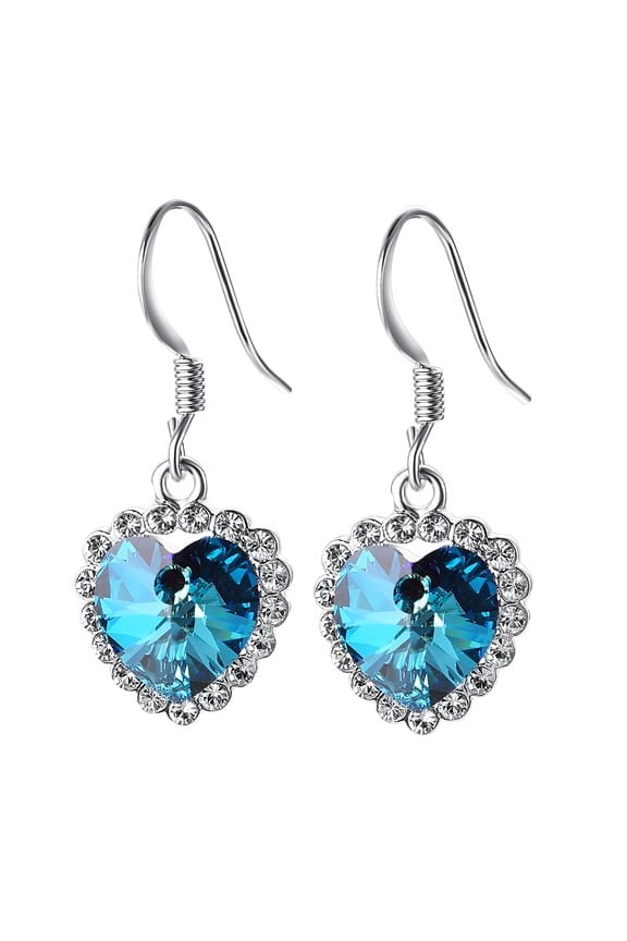 CZ Love Heart Earring for Women White Gold Plated Hypoallergenic Fishhook Dangle Earring