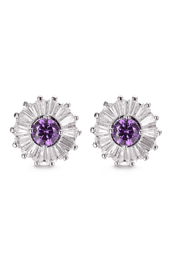 CZ Stud Earrings For Women Hypoallergenic White Gold Plated Sunshine Crystal Earring Pierced Ears Jewelry Gift