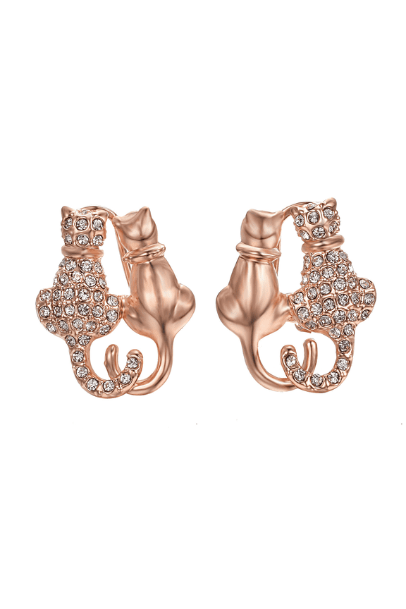 Cat Stud Earrings for Women 18K Gold Plated Hypoallergenic Cubic Zirconia Dainty Cat Ears Studs Fashion Jewelry Gift