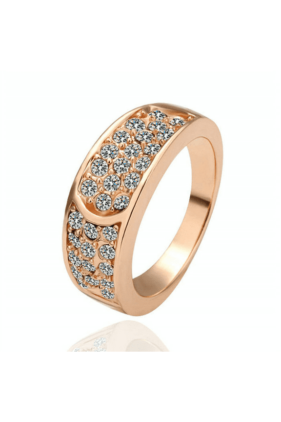 Chunky Gold Rings Costume Jewelry 18k Rose Gold Plated with Cubic Zirconia Rings for Women and Men (Size 7)