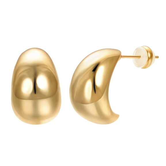 Yoursfs Chunky Huggie Earrings for Women Pack Waterdrop Stud Earring Set 925 Sterling Silver Yellow Gold Plated