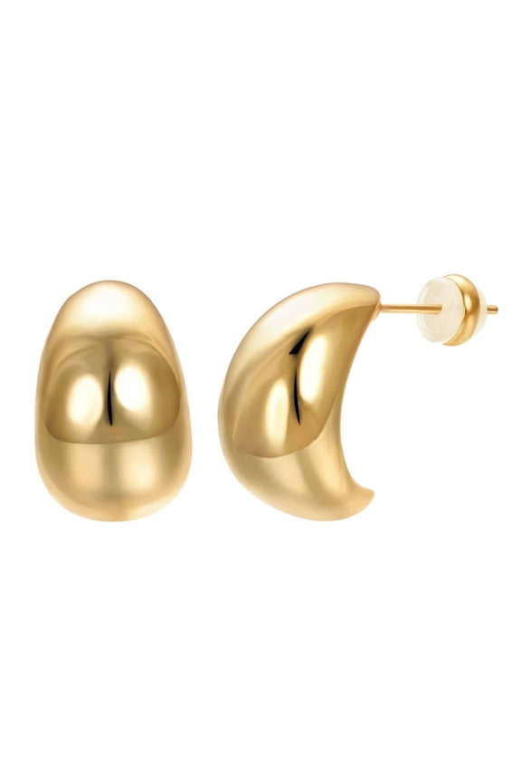 Chunky Huggie Earrings for Women Pack Waterdrop Stud Earring Set 925 Sterling Silver Yellow Gold Plated