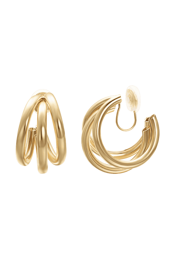 2.3cm Claw Gold Clip on Earrings for Women Gold Plated Non Pierced Ear Simple Half Hoop Earrings Jewelry Gifts