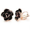 thumbnail image 1 of Yoursfs Black Clip on Earrings for Women Non Pierced Ears Gold Plated Enamel Floral Rose Clip on Earring Jewelry Gifts, 1 of 6