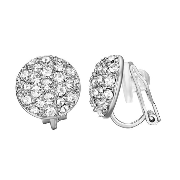 Yoursfs Clip on Earrings for Women Platinum Plated Non Pierced Ears with Round Rhinestone Clip Earring Trend Jewelry