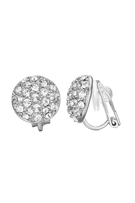 Clip on Earrings for Women Platinum Plated Non Pierced Ears with Round Rhinestone Clip Earring Trend Jewelry