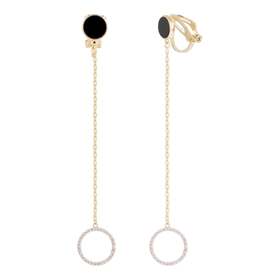 Yoursfs Clip on Dangle Earrings for Women Gold Plated Dangling Crystal Long Chain Earrings for Wedding Prom Jewelry Gifts