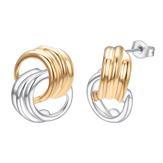 Yoursfs Double Hoop Crossover Earrings for Women Gold Silver Spiral Stud Earring Pierced Hypoallergenic Earrings Jewelry Gift