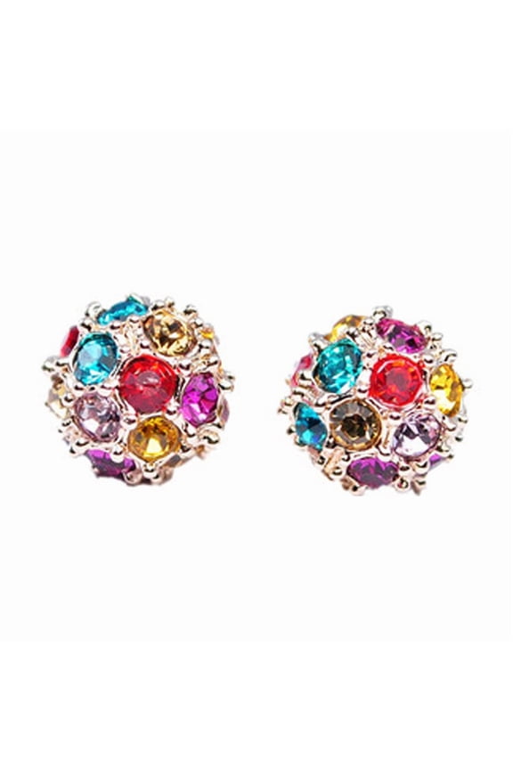 Crystal Ball Colorful Stud Earrings 18K Gold Plated Sparkling Zirconia Piercing Earring Fashion Jewelry Gift